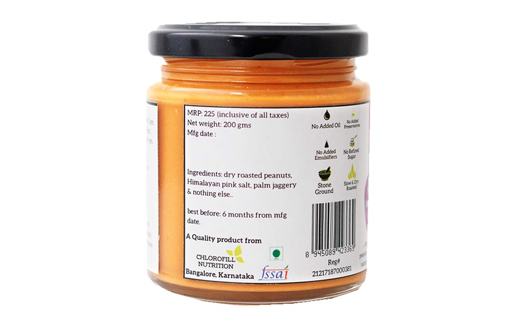 All Over Nuts Jaggery Peanut Butter Crunchy   Glass Jar  200 grams